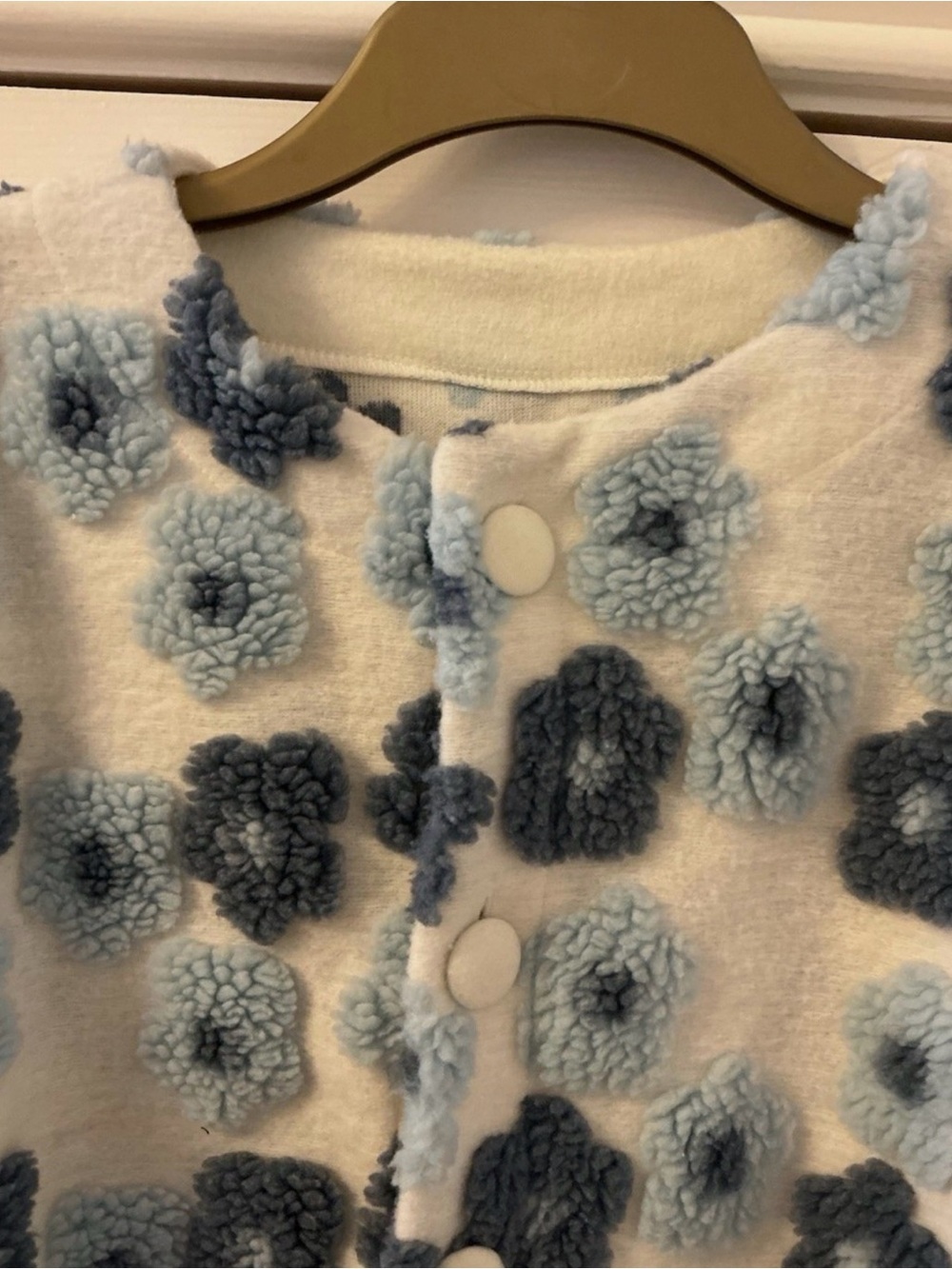 Kids Cozy Button-Front Top in Light Blue Floral Texture